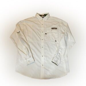 Columbia PHG white and CAMO Fishing/ hunting longsleeve men size L shirt